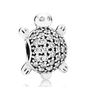 Pandora Sterling Silver Sea Turtle Animal Charm w/Clear Zirconia - 791538cz